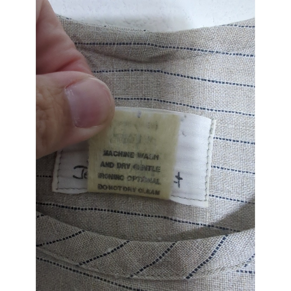FLAX by Jeanne Engelhart Linen Striped Shirt Top Medium Quiet Luxury Old Money - Picture 6 of 7
